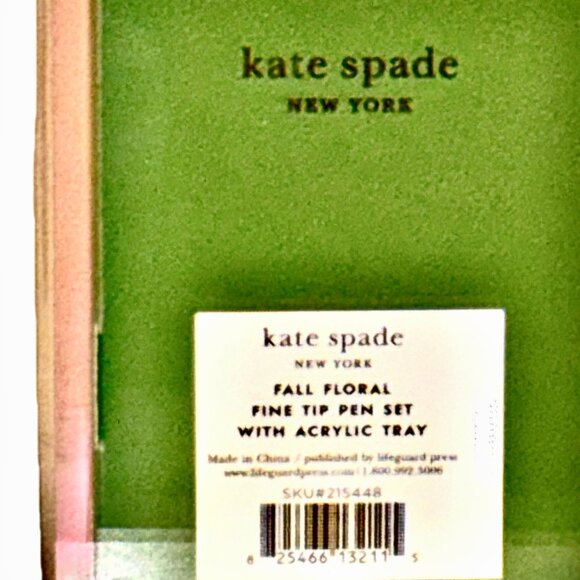 Kate Spade New York Fine Tip Pen Set of 3 Acrylic Desk Organizer Tray Floral NWT - Picture 5 of 5